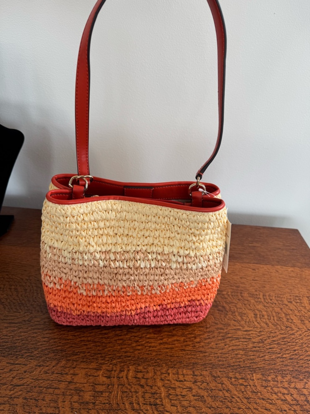 NWT Michael Kors Pratt Medium Straw Ombre Shoulder Bag - Picture 2 of 16